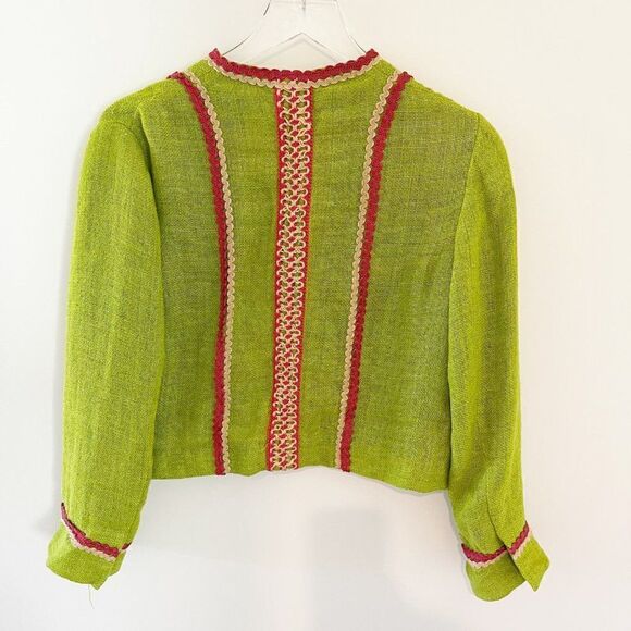 Ralph Lauren Green Linen Embroidered Tapestry Jacket Coat Artsy Lagenlook Artisa - Picture 5 of 8